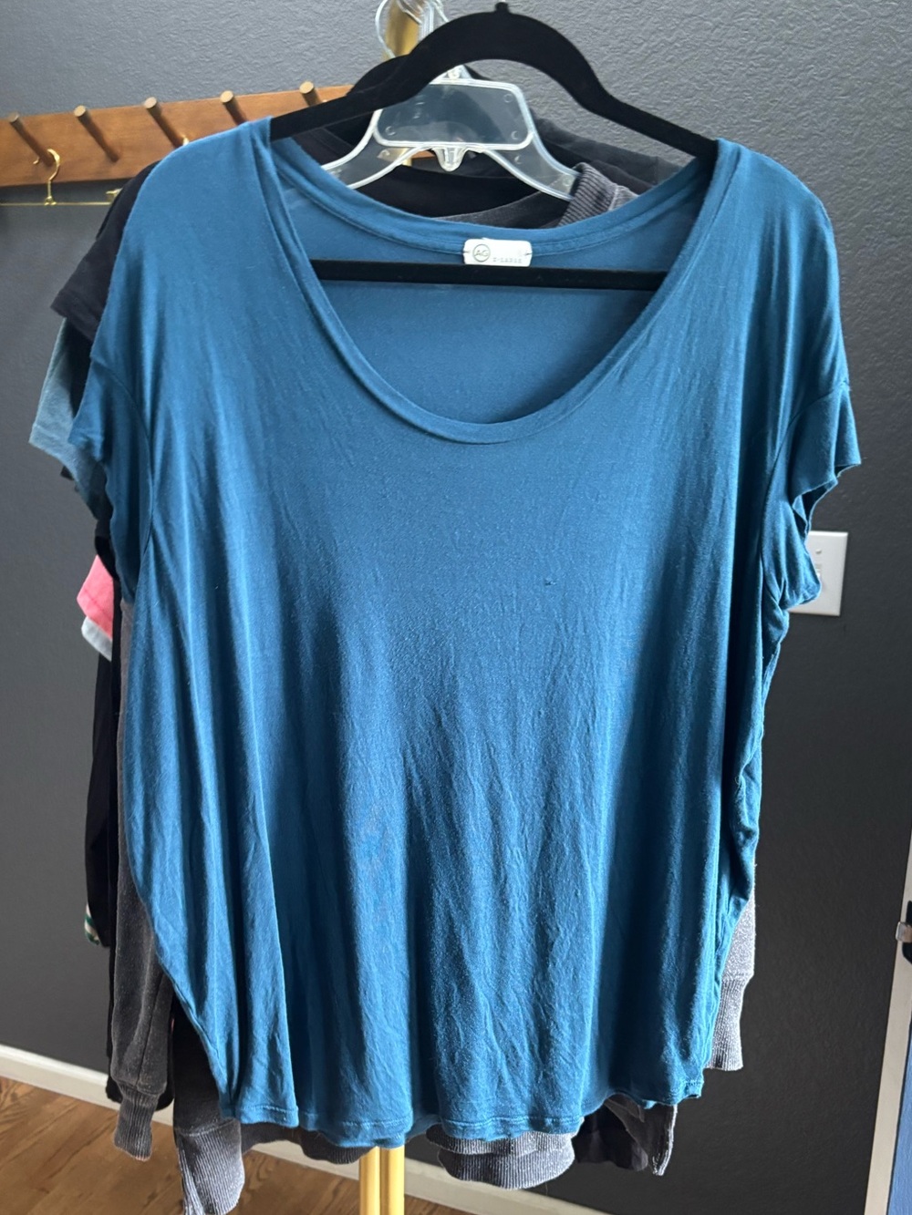 Ag Adriano Goldschmied Teal Scoop Neck Short Sleeve Tee